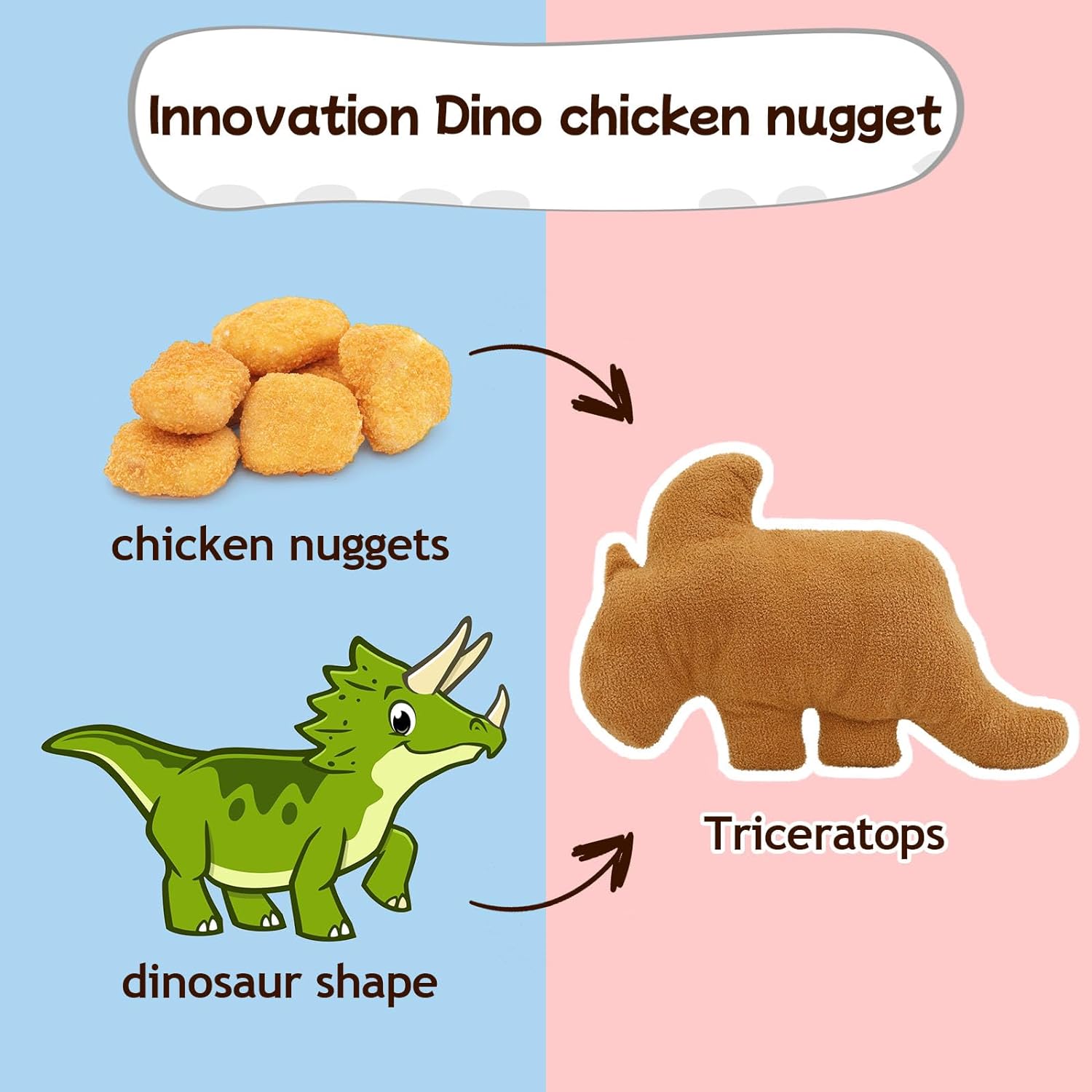 Dinosaur Chicken Nugget Pillow Plush Toy