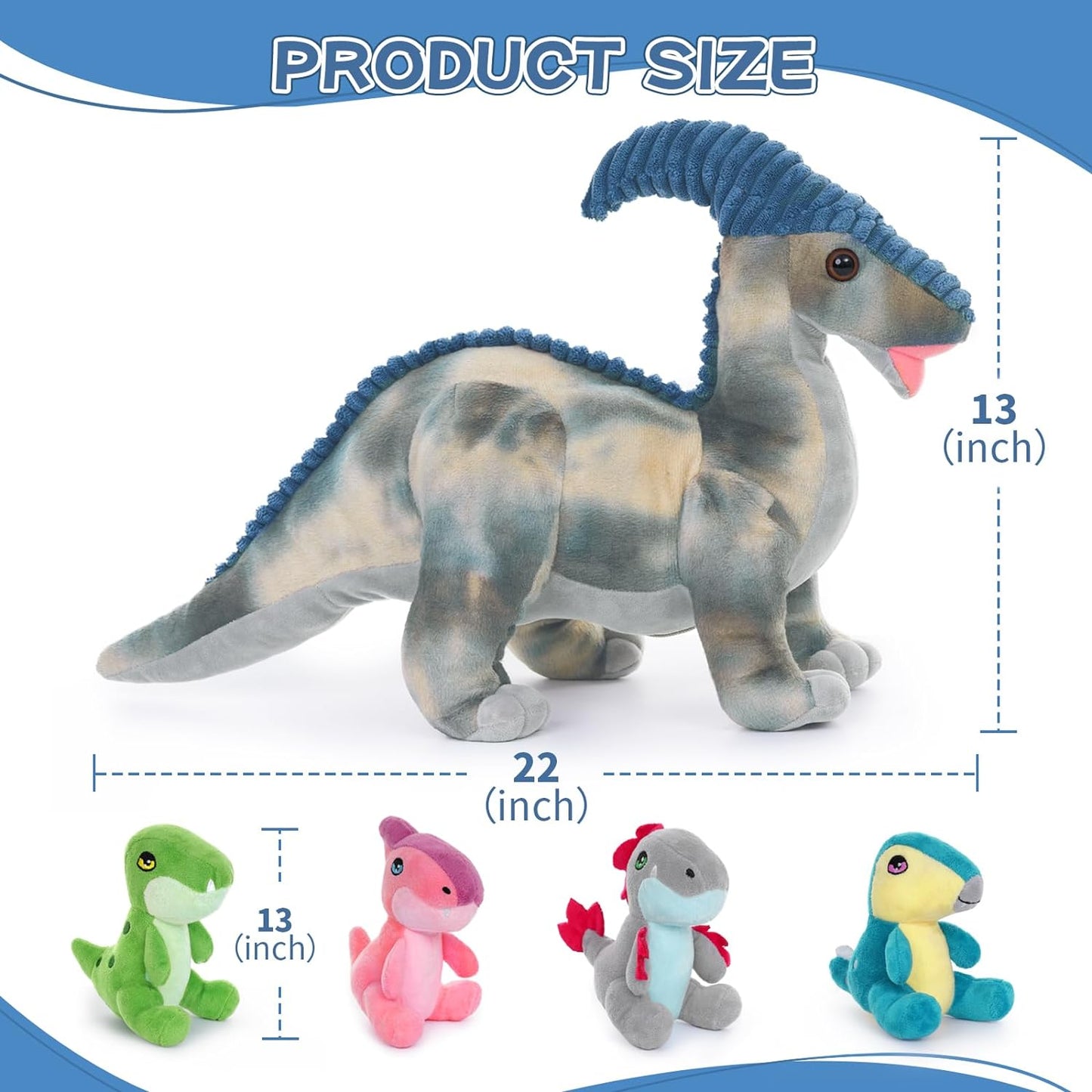 Parasaurolophus Dinosaur Plush Toy Set, 22 Inches - MorisMos Stuffed Animals