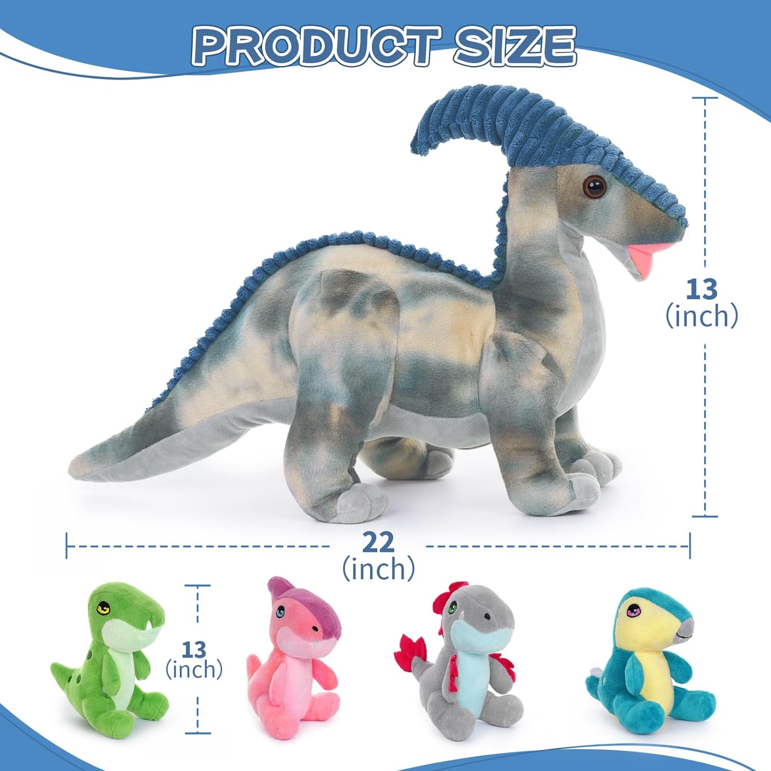 Parasaurolophus Dinosaur Plush Toy Set, 22 Inches