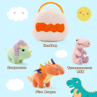 Dinosaurier-Plüschspielzeug-Set mit Handtasche
