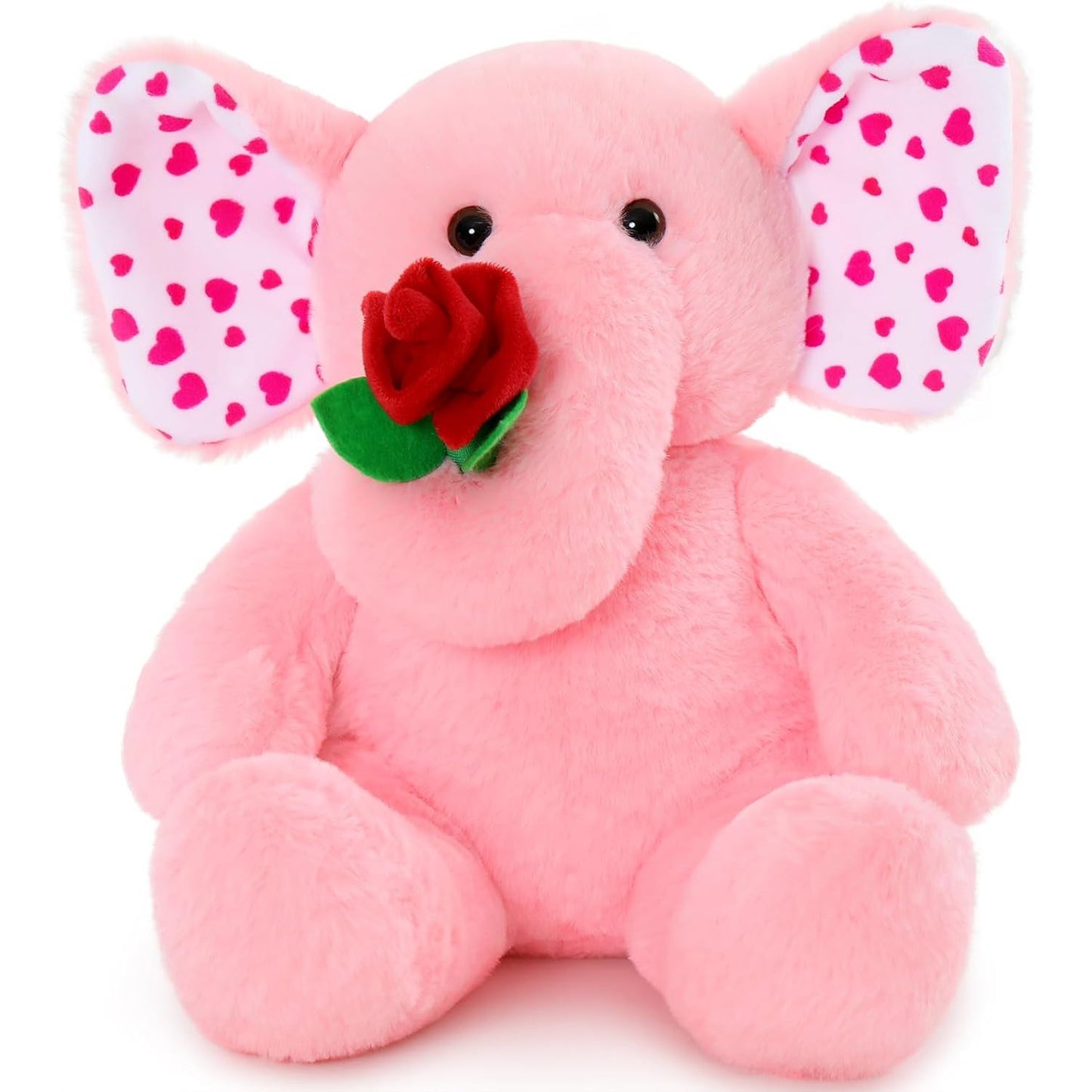 Elephant Plush Toy, Pink, 12 Inches - MorisMos Stuffed Animals