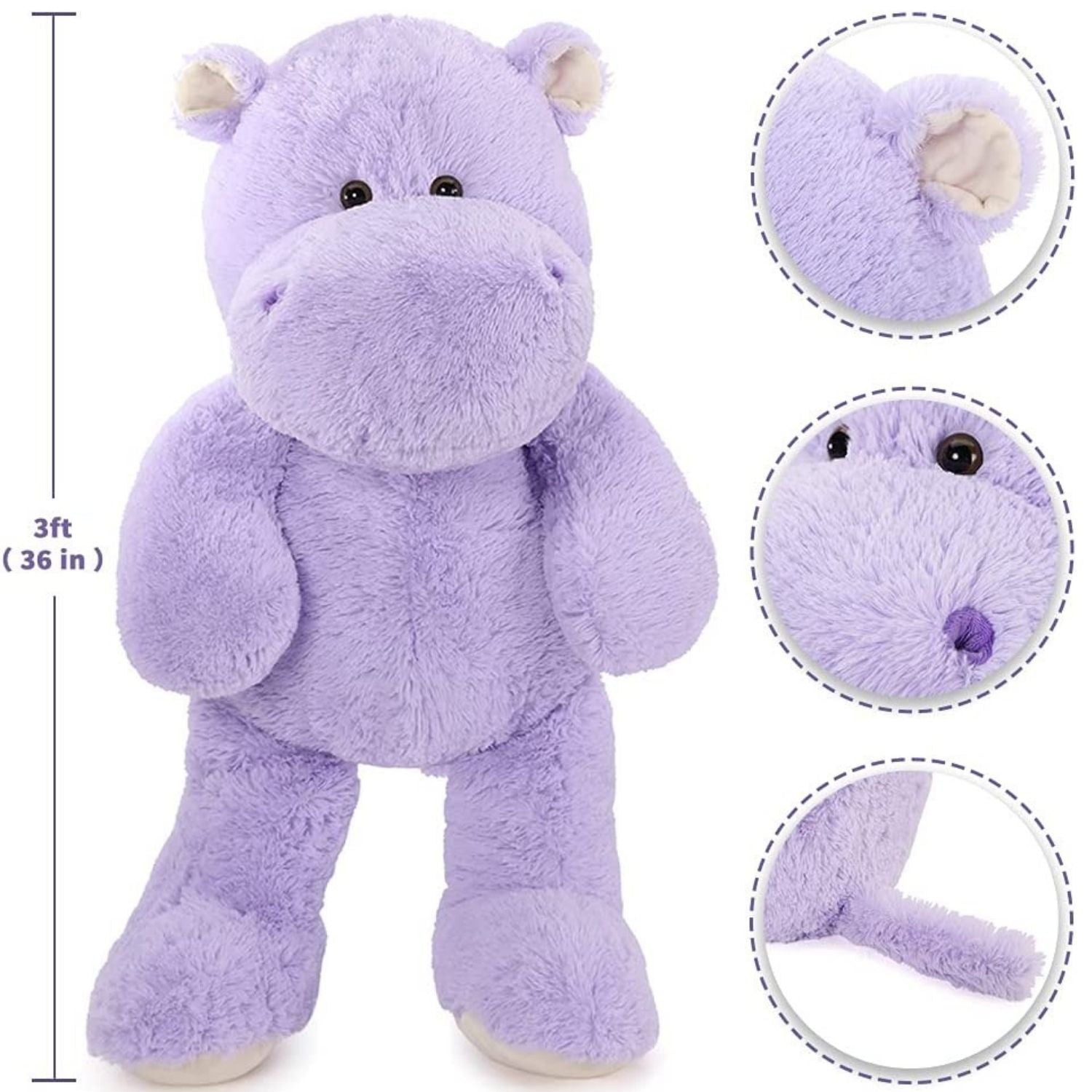 Giant Hippopotamus Stuffed Toy, Purple, 36 Inches