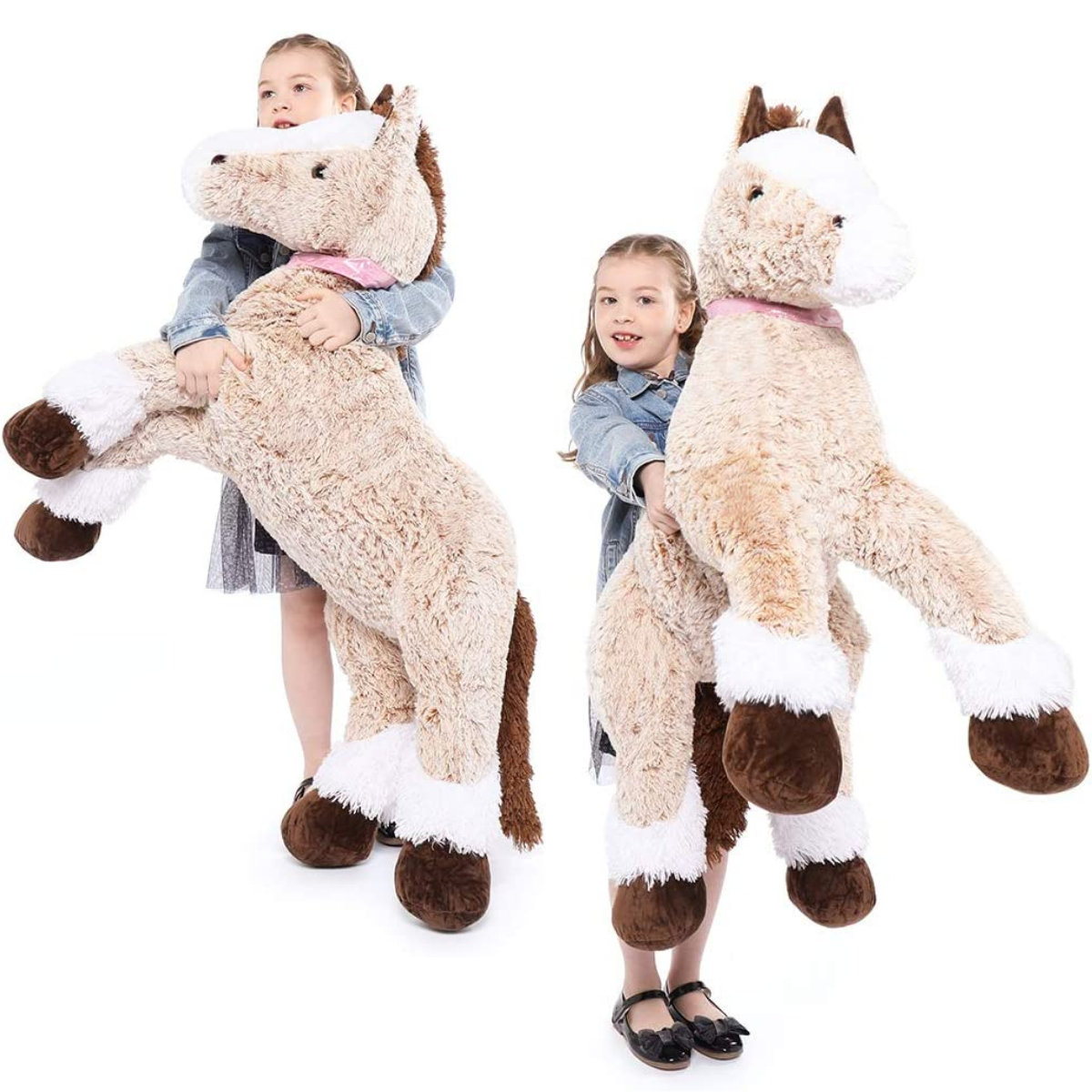 Giant Horse Stuffed Toy, Grey/Brown/Dark Brown, 35/47 Inches