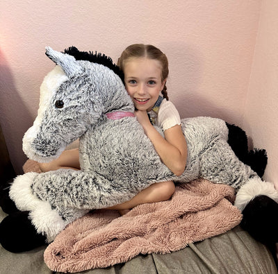 Giant Horse Stuffed Toy, Grey/Brown, 35/47 Inches - MorisMos Stuffed Animals