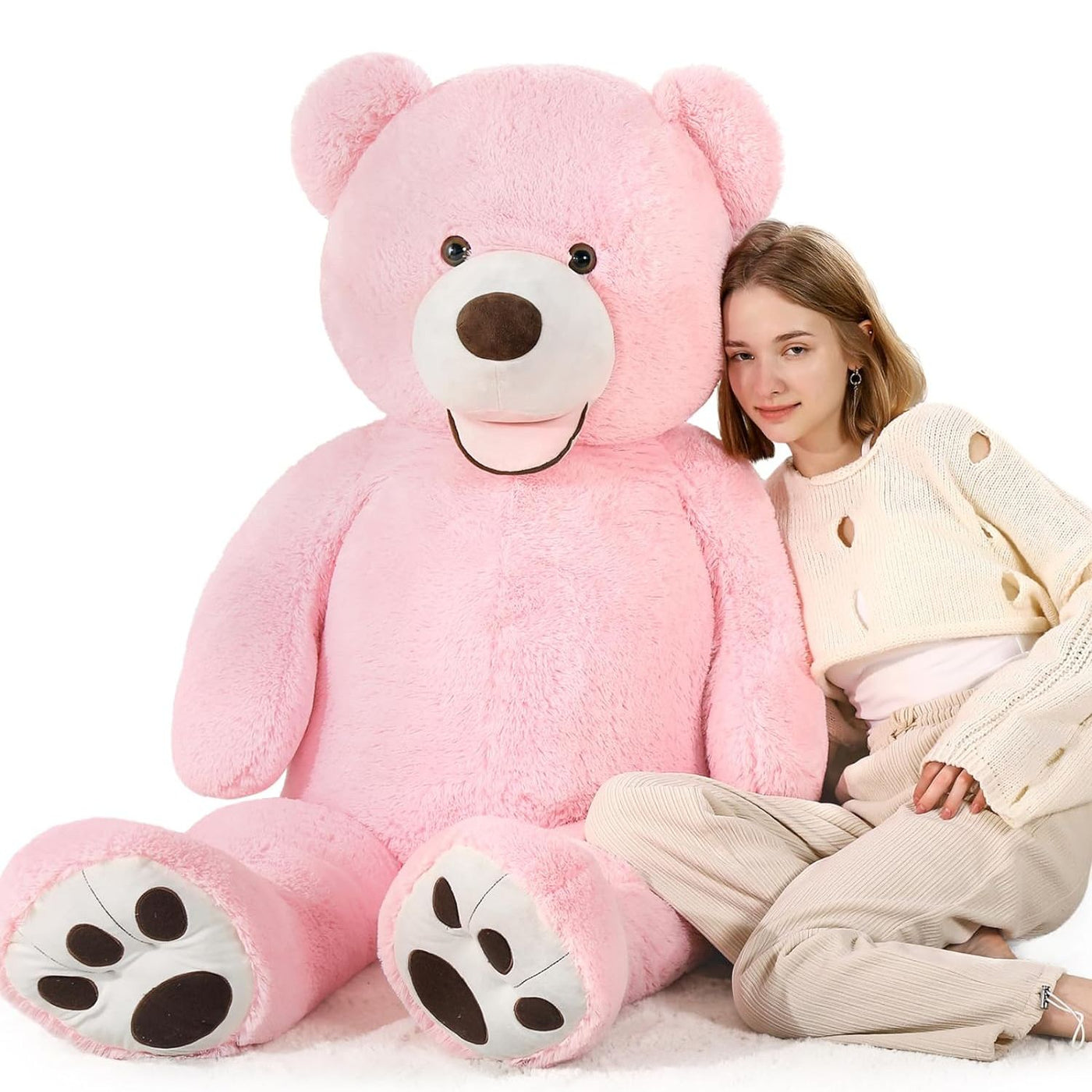 Giant Teddy Bear Stuffed Animal Toy, Pink, 59 Inches - MorisMos Plush Toys