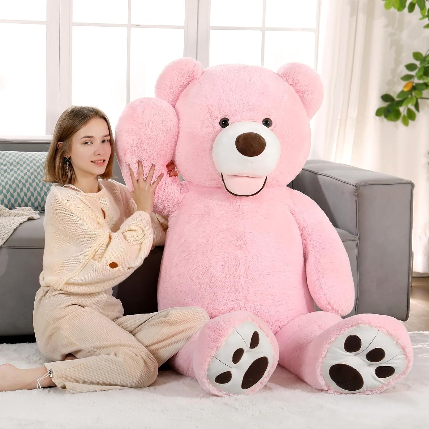 Giant Teddy Bear Stuffed Animal Toy, Pink, 59 Inches - MorisMos Plush Toys