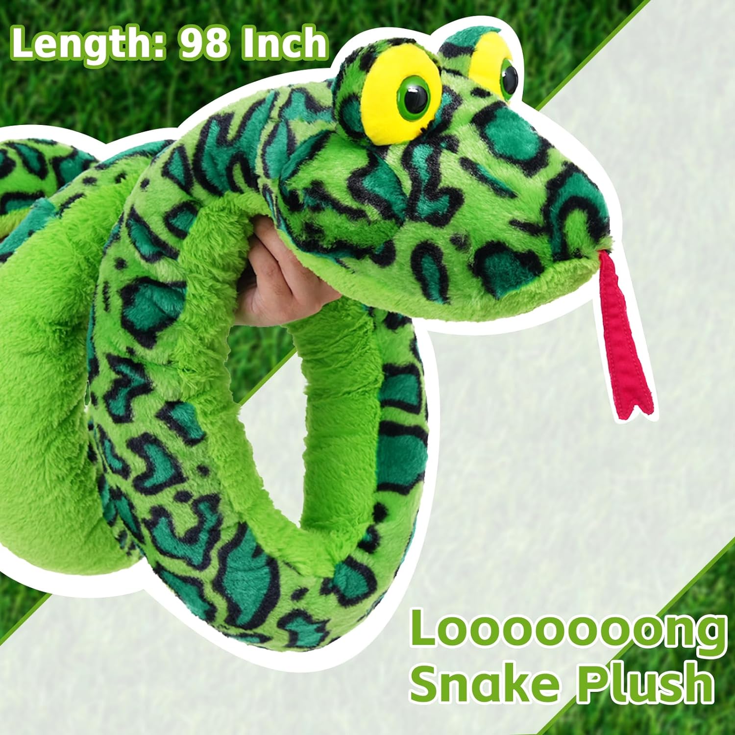 Giant Python Long Snake Plush Toy, Green, 98 Inches