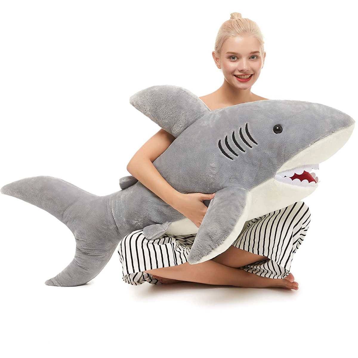 Giant Shark Stuffed Animal, Grey, 51 Inches