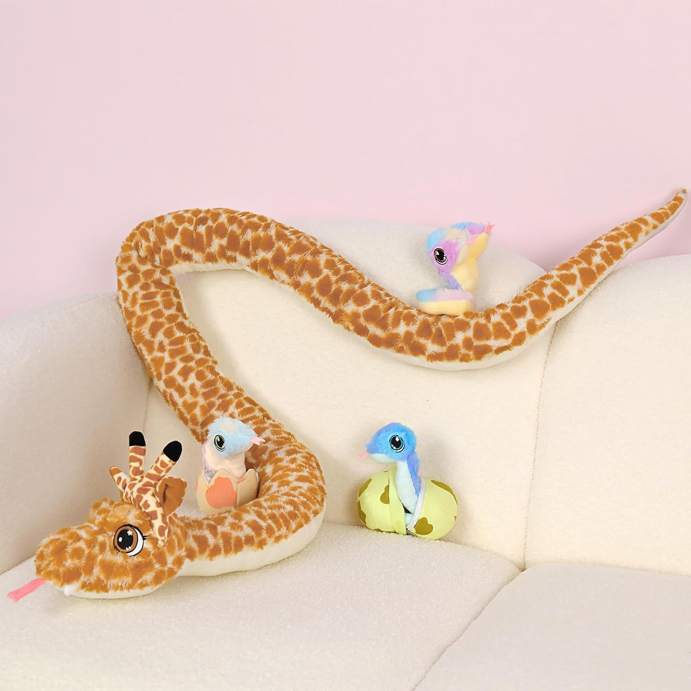 Giant Snake Stuffed Animal Toy Set, Green/Yellow - MorisMos Stuffed Animals