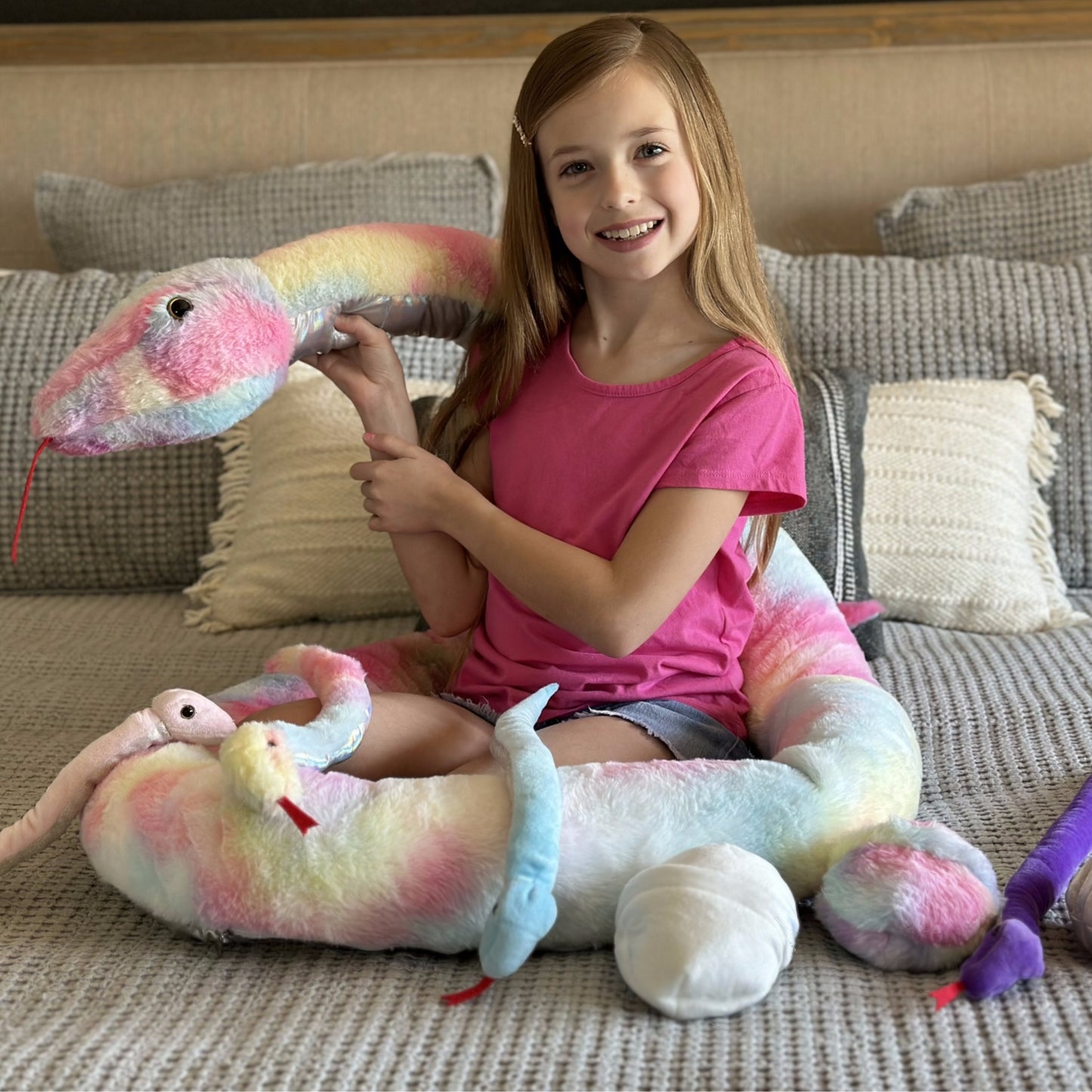 Snake Stuffed Animal Toy Set, Pink, 120 Inches - MorisMos Stuffed Animals