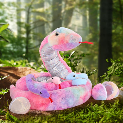 Giant Snake Stuffed Animal Toy Set, Pink, 79 Inches - MorisMos Stuffed Animals