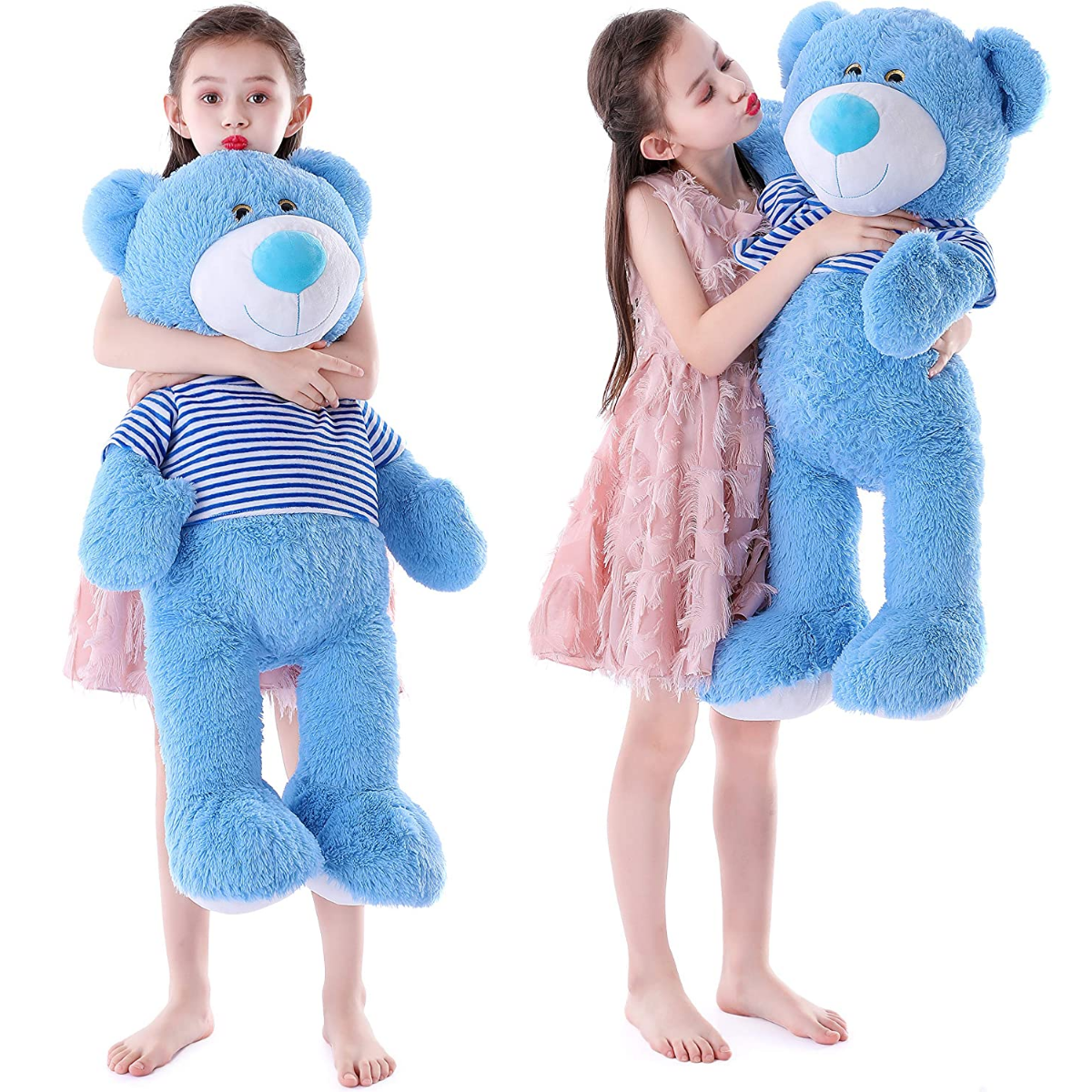 Giant Teddy Bear Plush Toy, Blue/Beige, 36 Inches