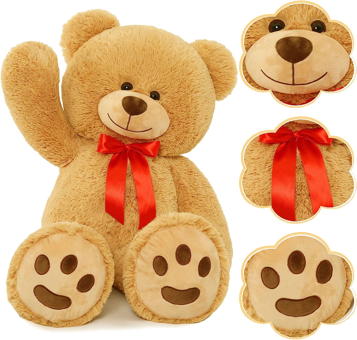 Giant Teddy Bear Plush Toy, Brown, 35.4 Inches