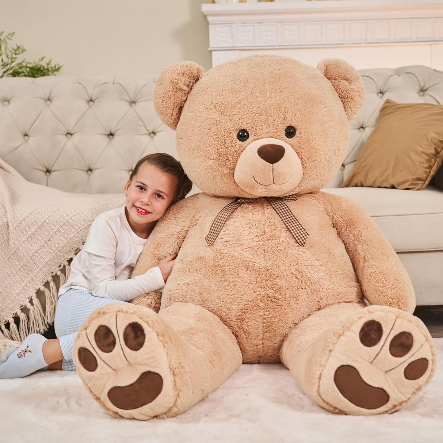 Giant Teddy Bear Plush Toy, Light Brown, 43/55 Inches - MorisMos Stuffed Animals