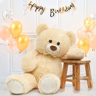 Giant Teddy Bear Plush Toy, Beige, 35.4/51 Inches - MorisMos Stuffed Animals