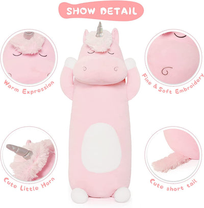 Giant Unicorn Body Pillow, Pink, 23.6/36.2 Inches - MorisMos Stuffed Animals