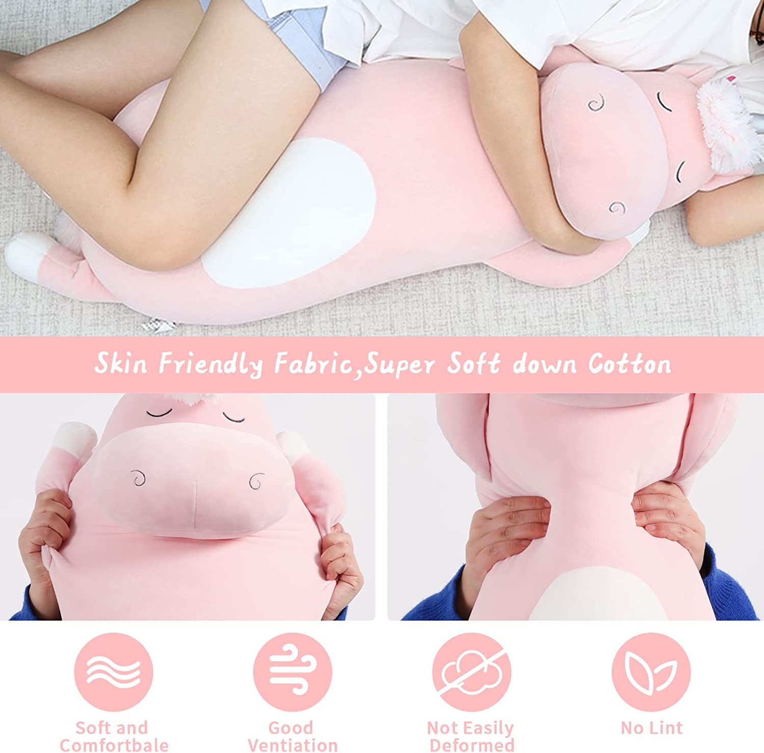 Giant Unicorn Body Pillow, Pink/Blue, 23.6/36.2 Inches
