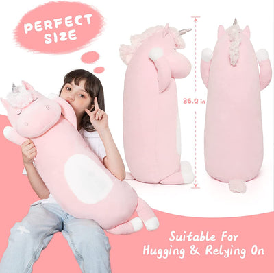 Giant Unicorn Body Pillow, Pink, 23.6/36.2 Inches - MorisMos Stuffed Animals