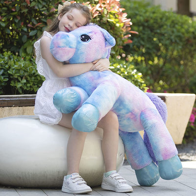 Tezituor Giant Unicorn Stuffed Animal Toy, Pink/Blue, 43 Inches