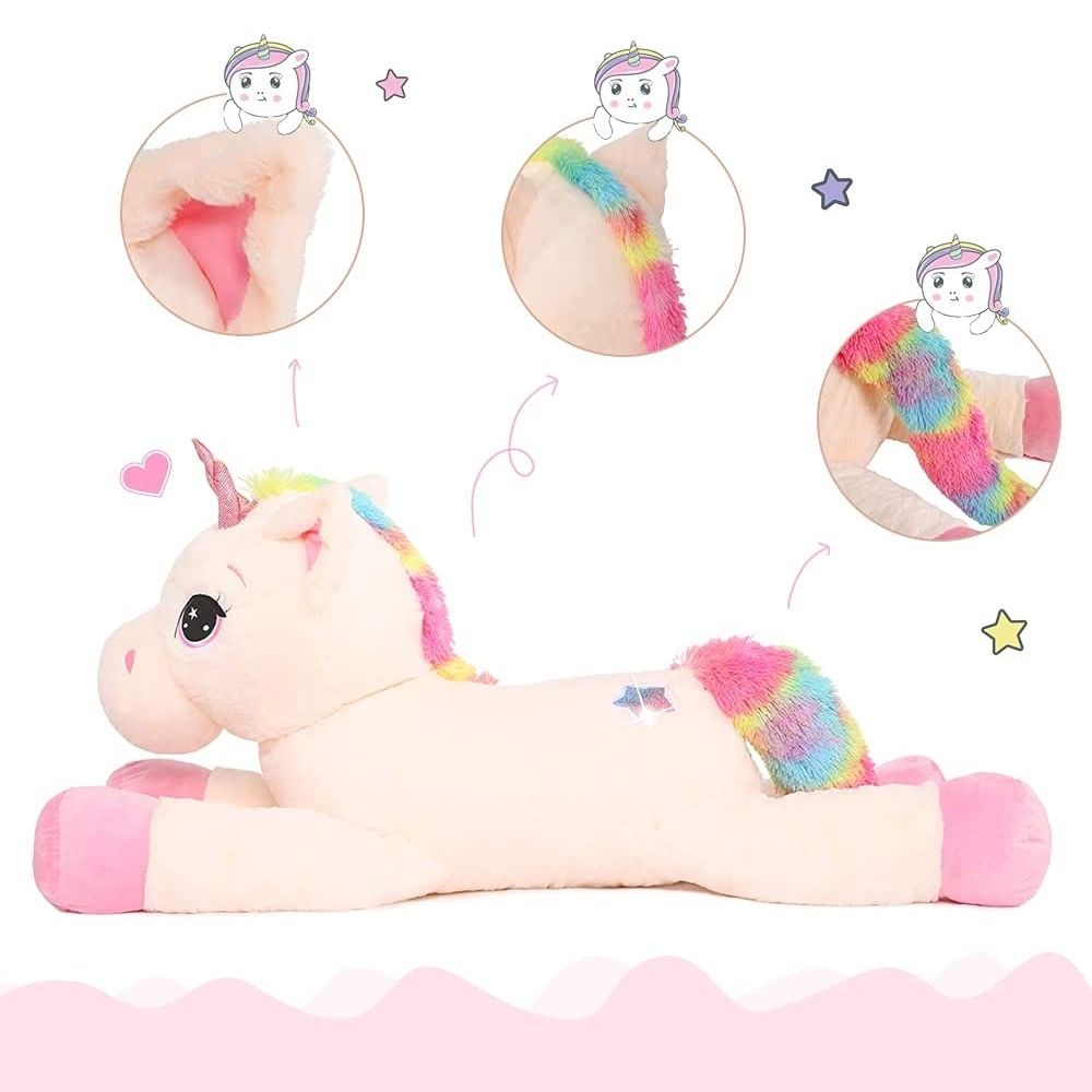 Giant Unicorn Stuffed Animal Toy, 23.6/32/43 Inches