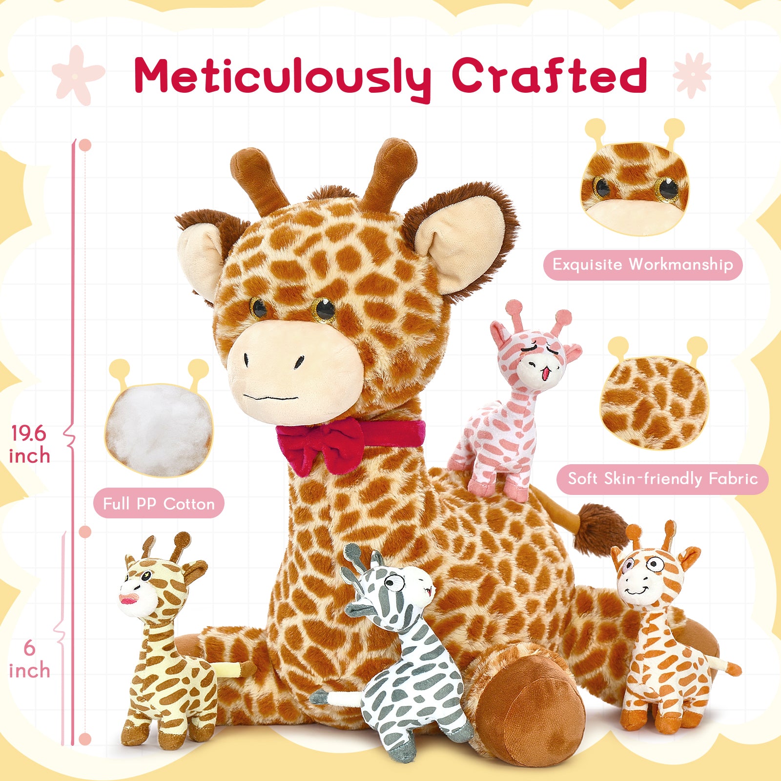 Giraffe Plush Toys Safari Stuffed Animals, 19.6 Inches