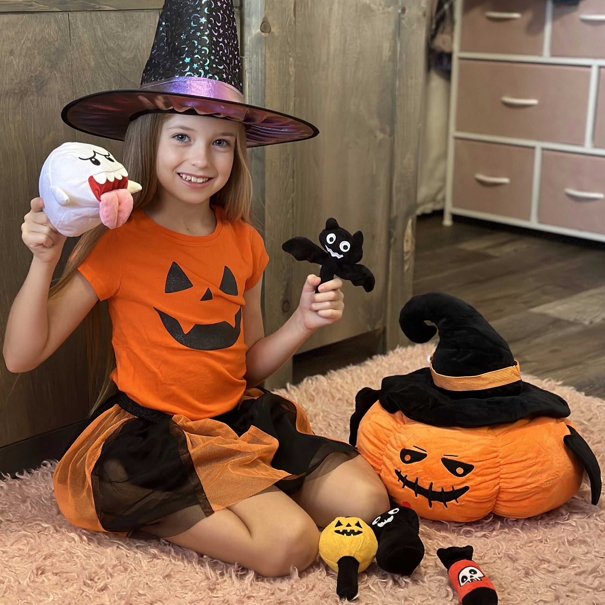 Halloween Pumpkin Stuffed Toy Set, 14 Inches