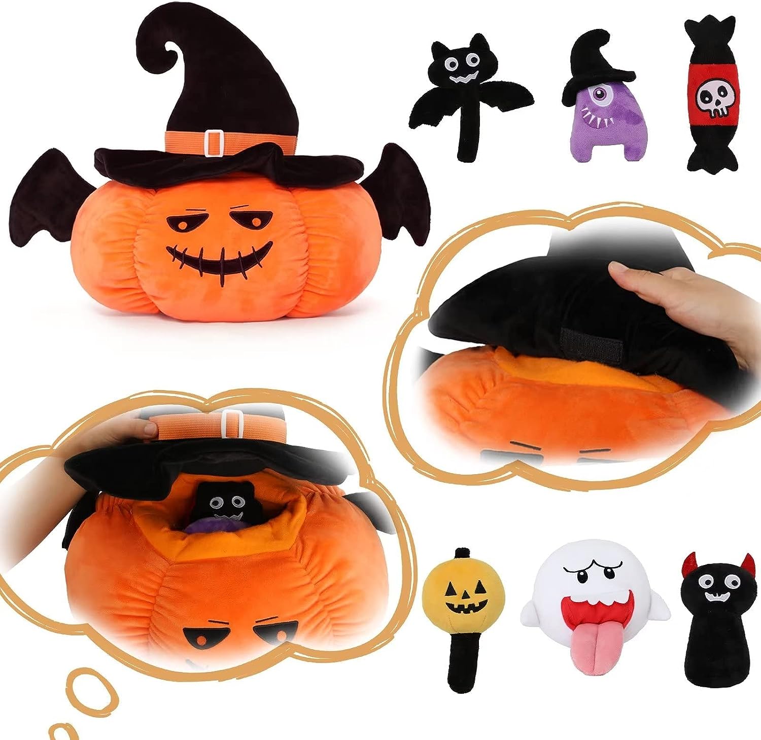 Halloween Pumpkin Stuffed Toy Set, 14 Inches