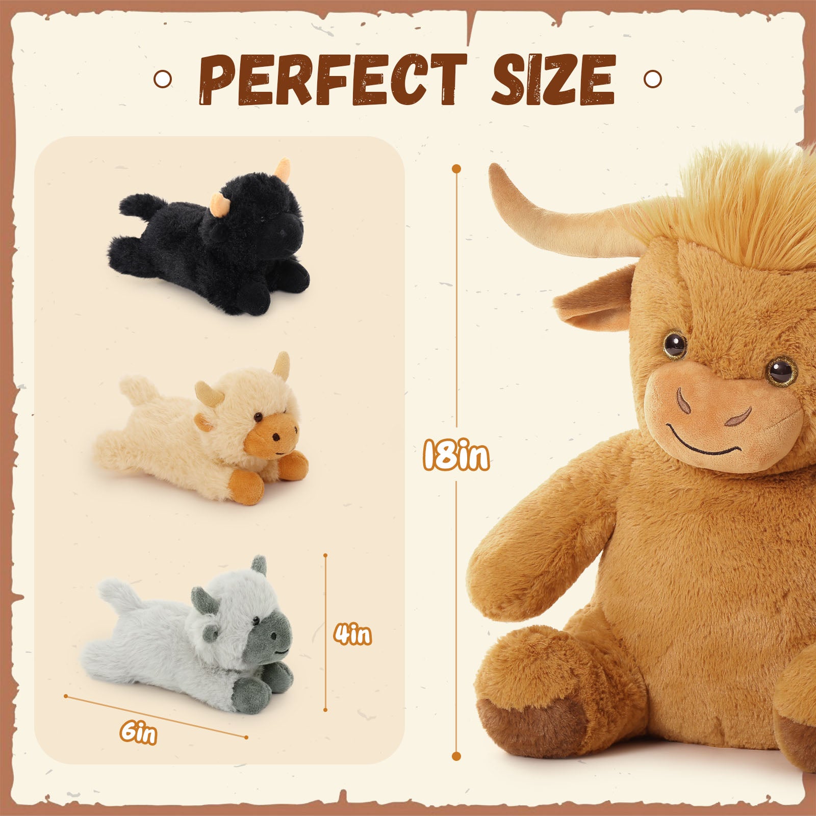 Highland Cattle Stuffed Animal Toys, 18 Inches