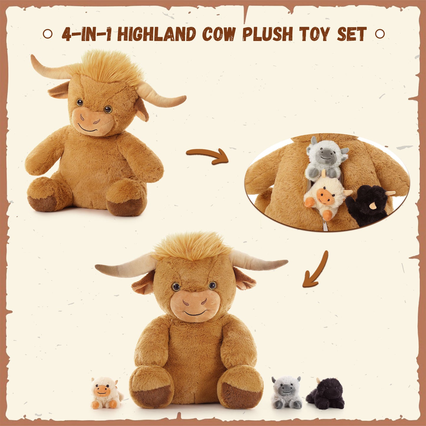 Highland Cattle Stuffed Animal Toys, 18 Inches - MorisMos Plush Toys