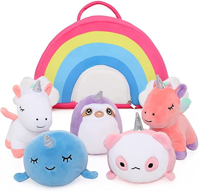 Rainbow Case with Stuffed Animal Set for Kids, 12 Inches - MorisMos Stuffed Animals