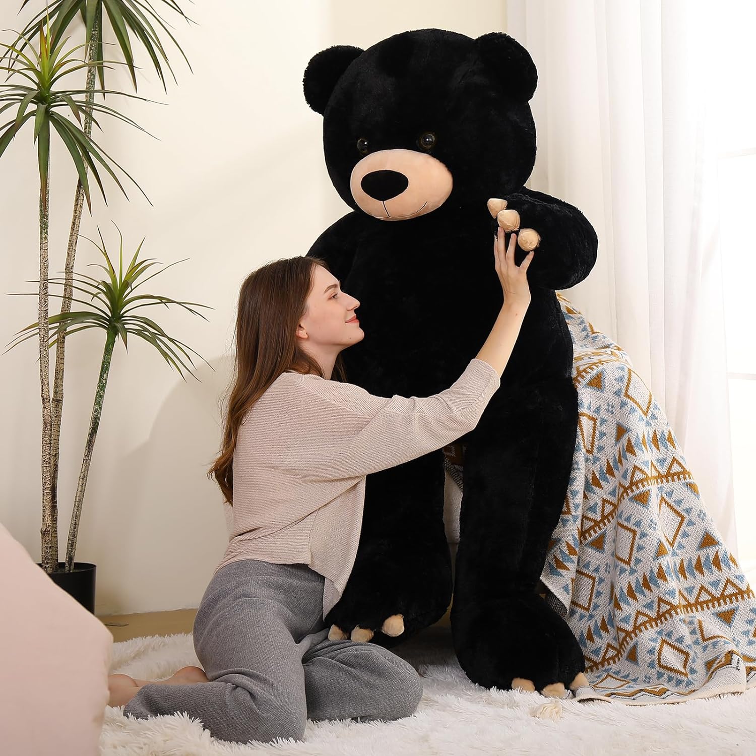 Large Teddy Bear Plush Toy, Black, 59 Inches