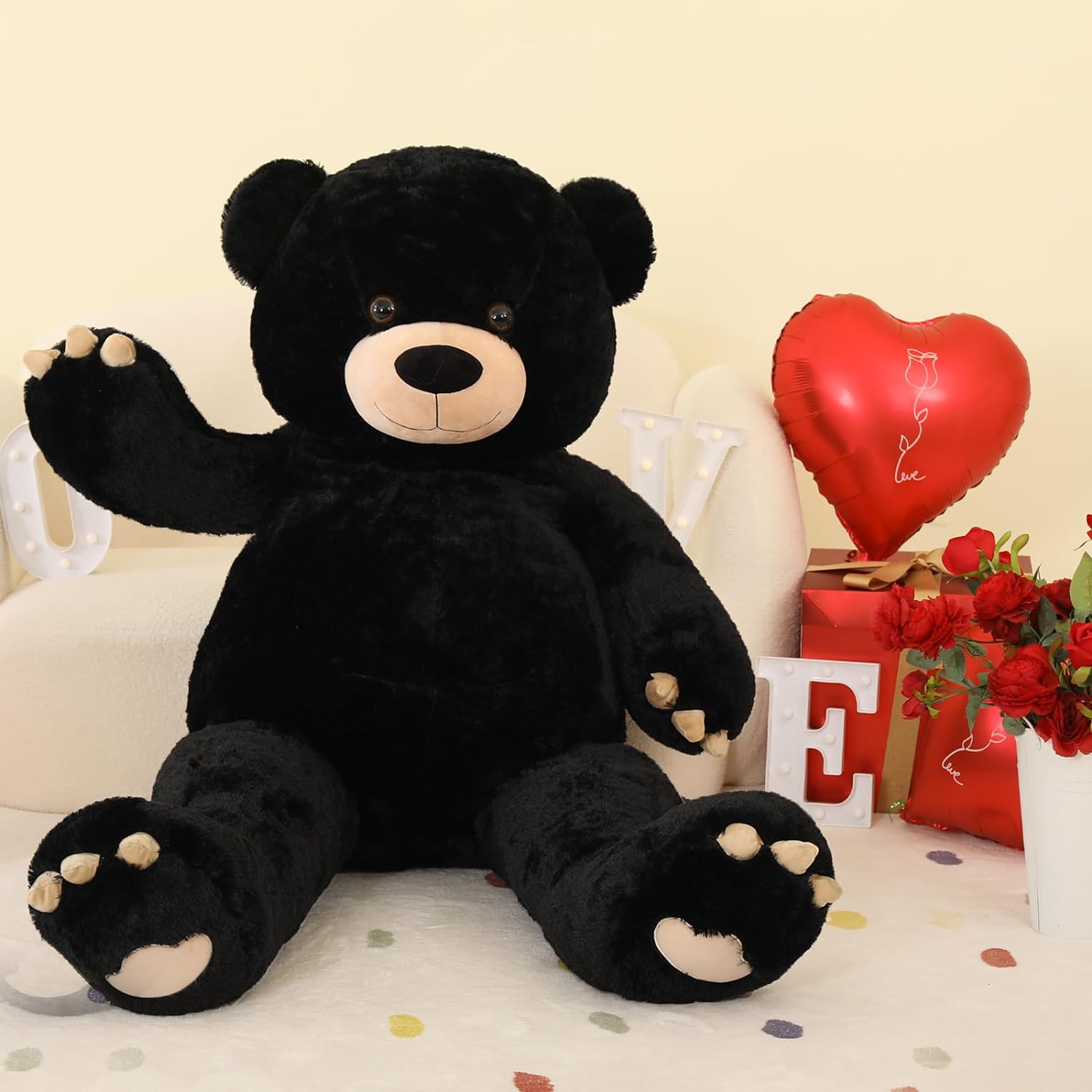Large Teddy Bear Plush Toy, Black, 59 Inches