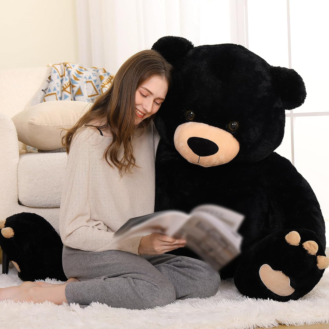 Large Teddy Bear Plush Toy, Black, 59 Inches - MorisMos Stuffed Animal Toys