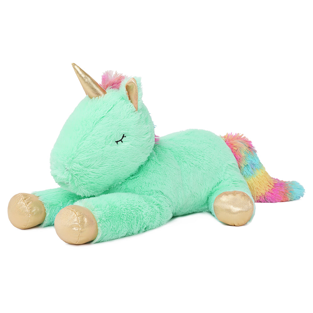 Unicorn Mom with Baby Plushies, White/Green/Pink/Beige, 24 Inches