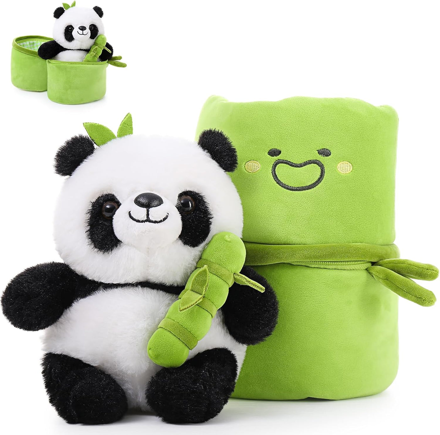Panda Bamboo Plush Toy Set, 9.8 Inches - MorisMos Stuffed Animals