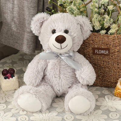 3-Piece Teddy Bears, Light Grey, 13.8 Inches - MorisMos Stuffed Animals