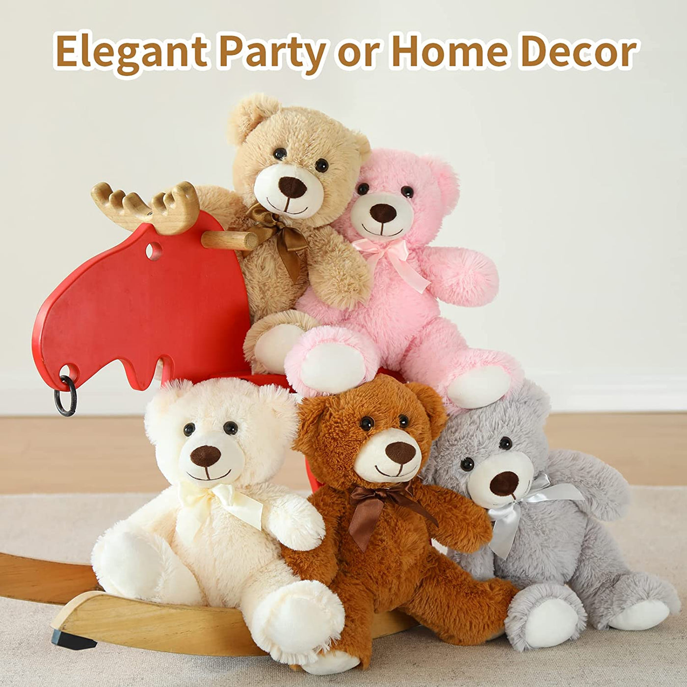 5 Piece Teddy Bears Stuffed Animal Toys, 14 Inches - MorisMos Stuffed Animals