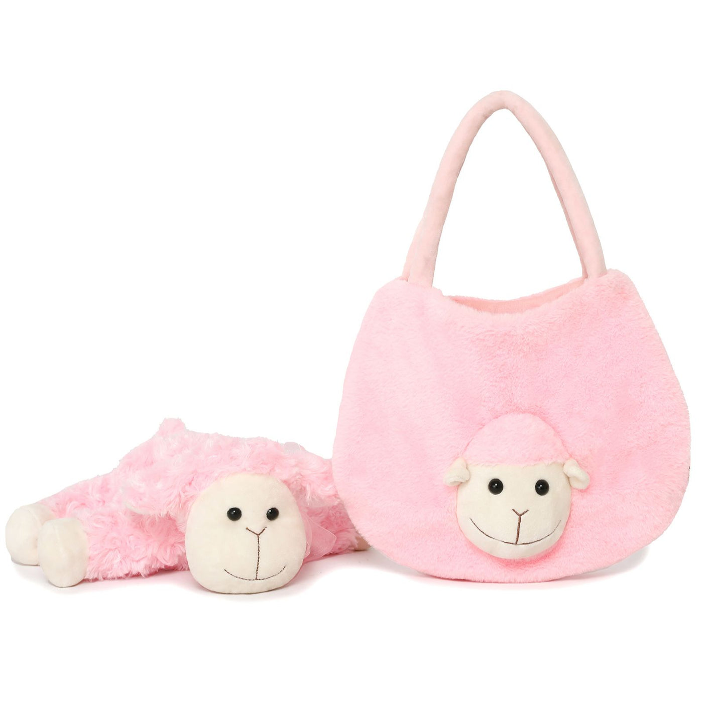 Alpaca Handbag with an Alpaca Plush Toy, Pink, 11.8 Inches - MorisMos Stuffed Animals