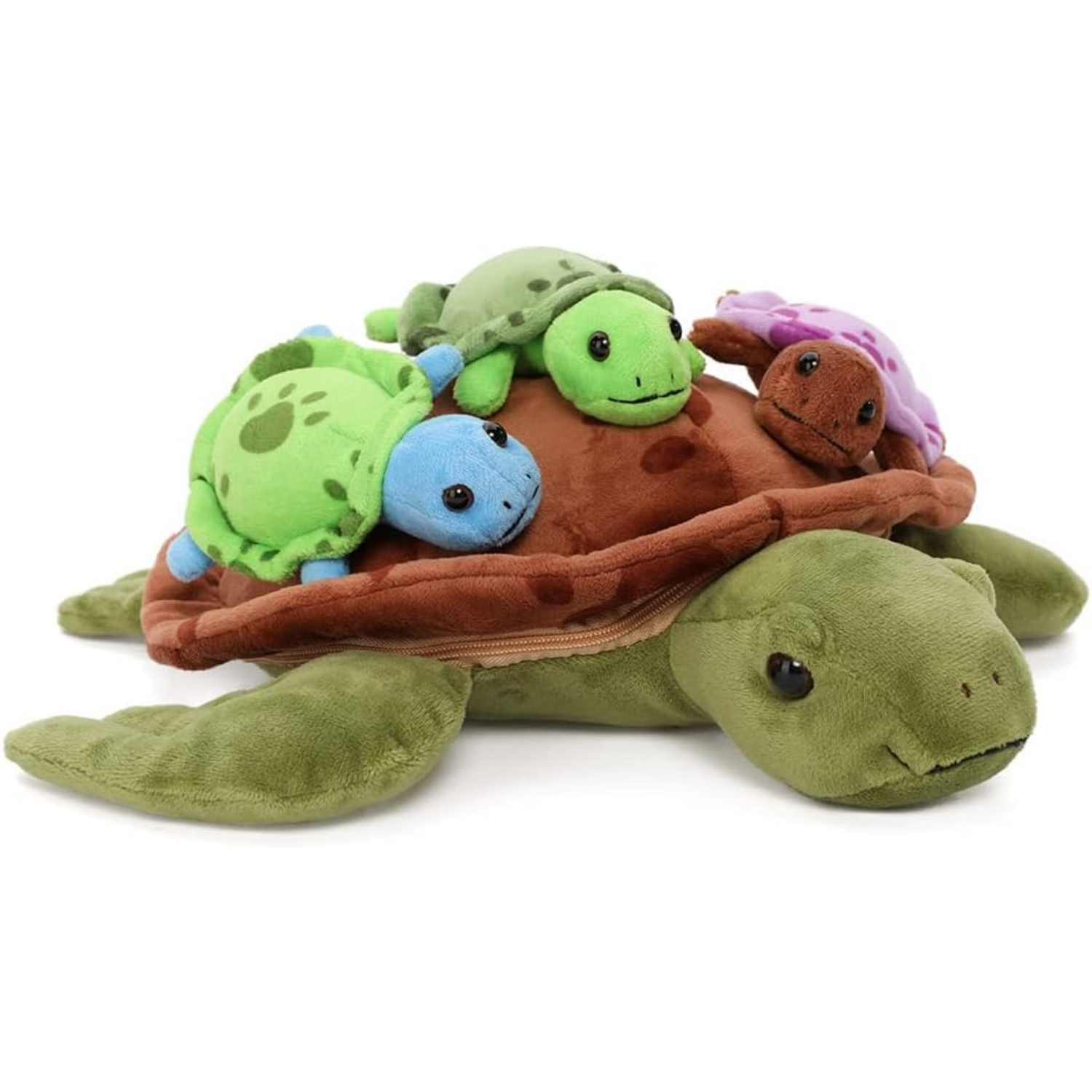 Jouet en peluche tortue avec 3 bébés tortues, 13 pouces