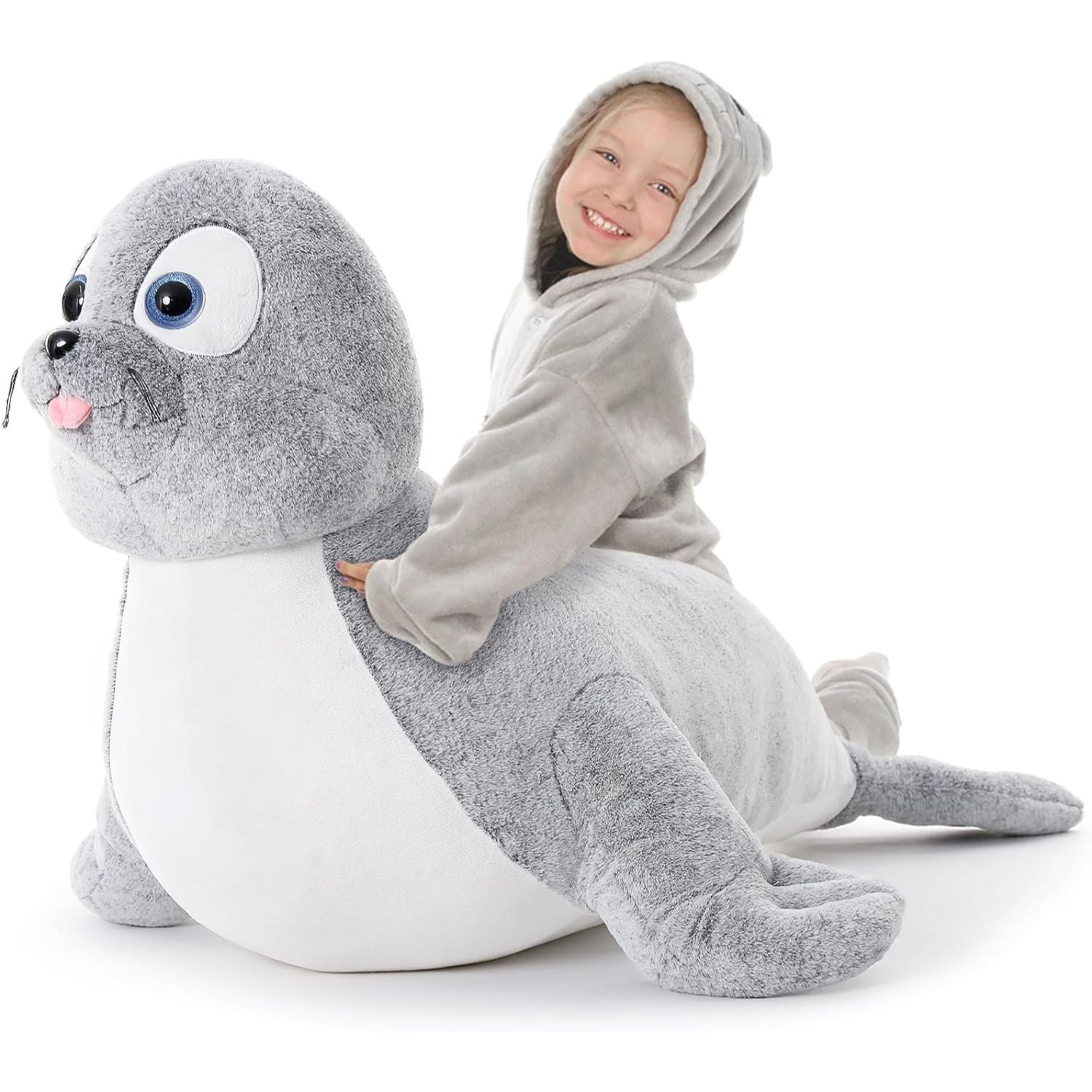 Giant Seal Stuffed Toy, Grey, 44 Inches