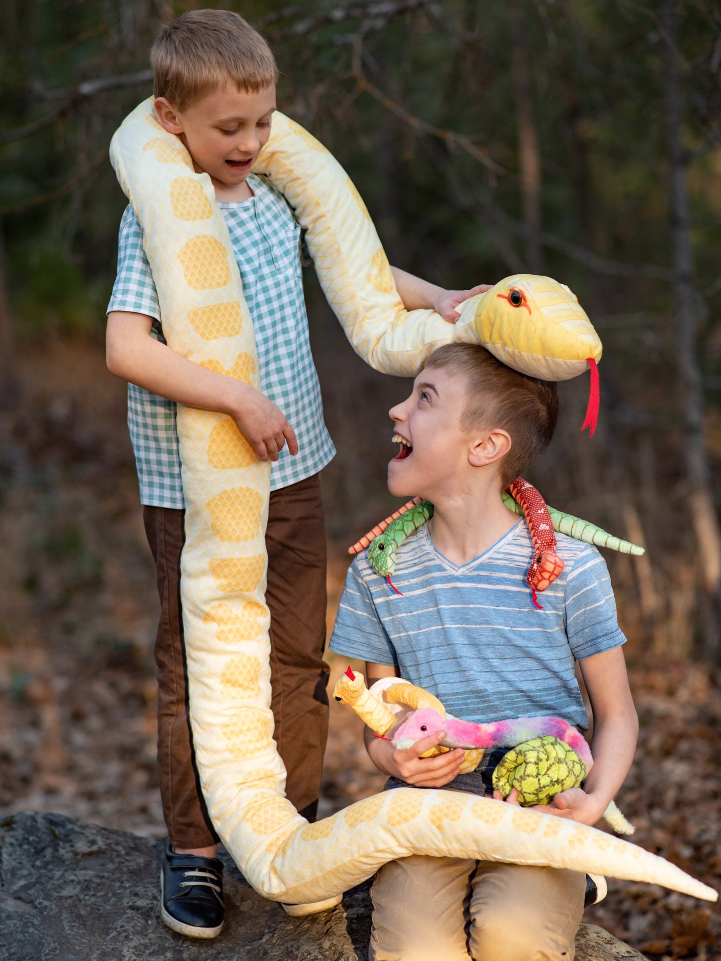 Snake Stuffed Animal Toy Set Python Plush Toys, Yellow, 120 Inches