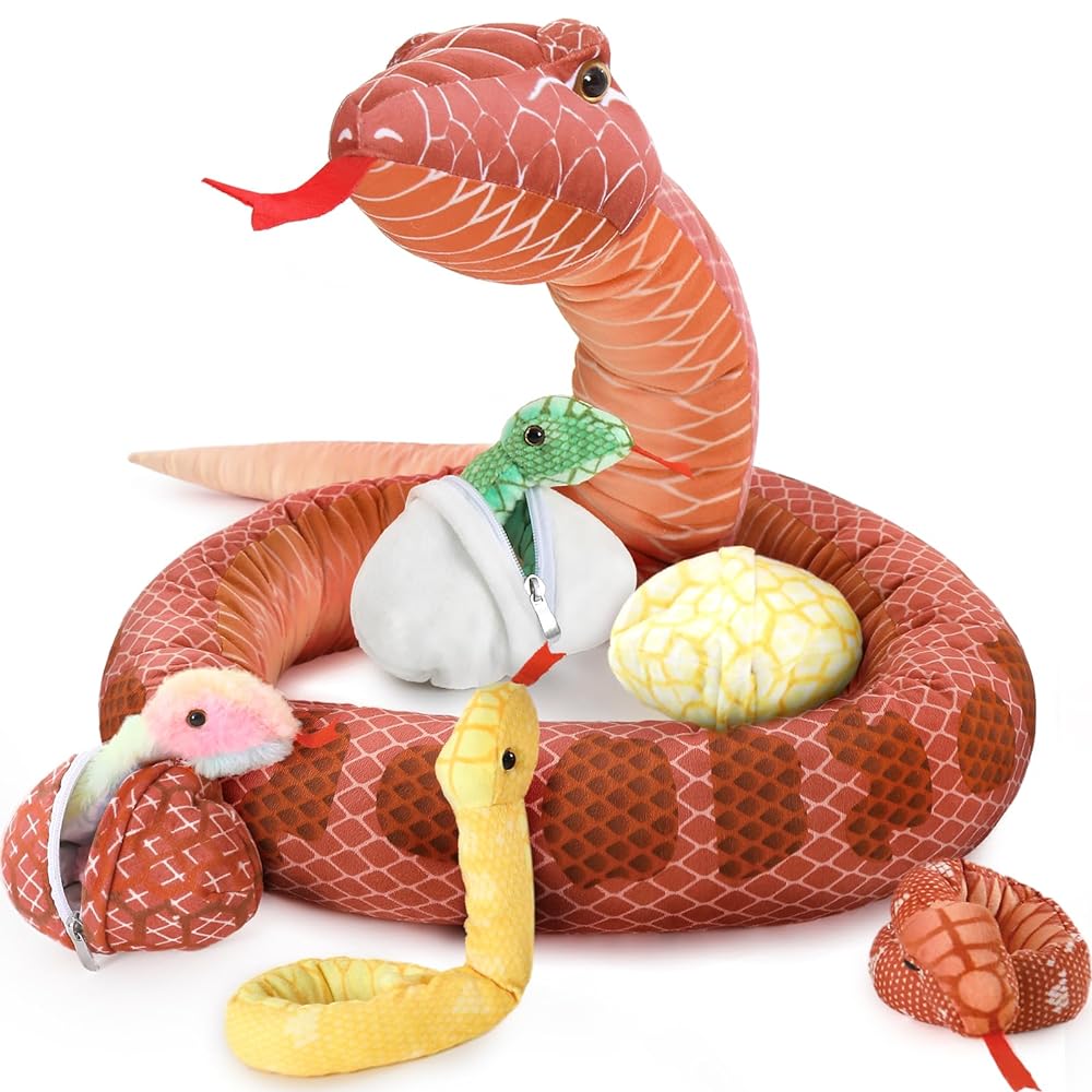 Snake Stuffed Animal Toy Set, Green/Yellow/Red/Pink, 55/79/80/120 Inches