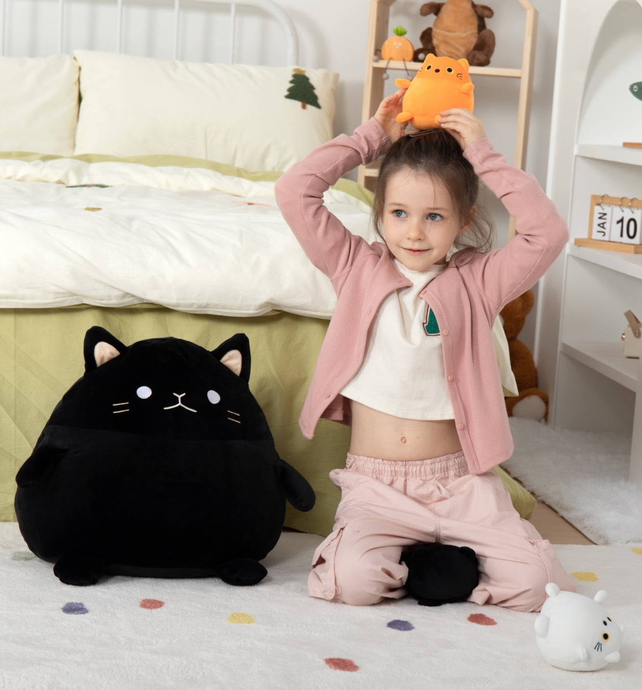 Black Chubby Cat Plush Toys, 15.75 Inches