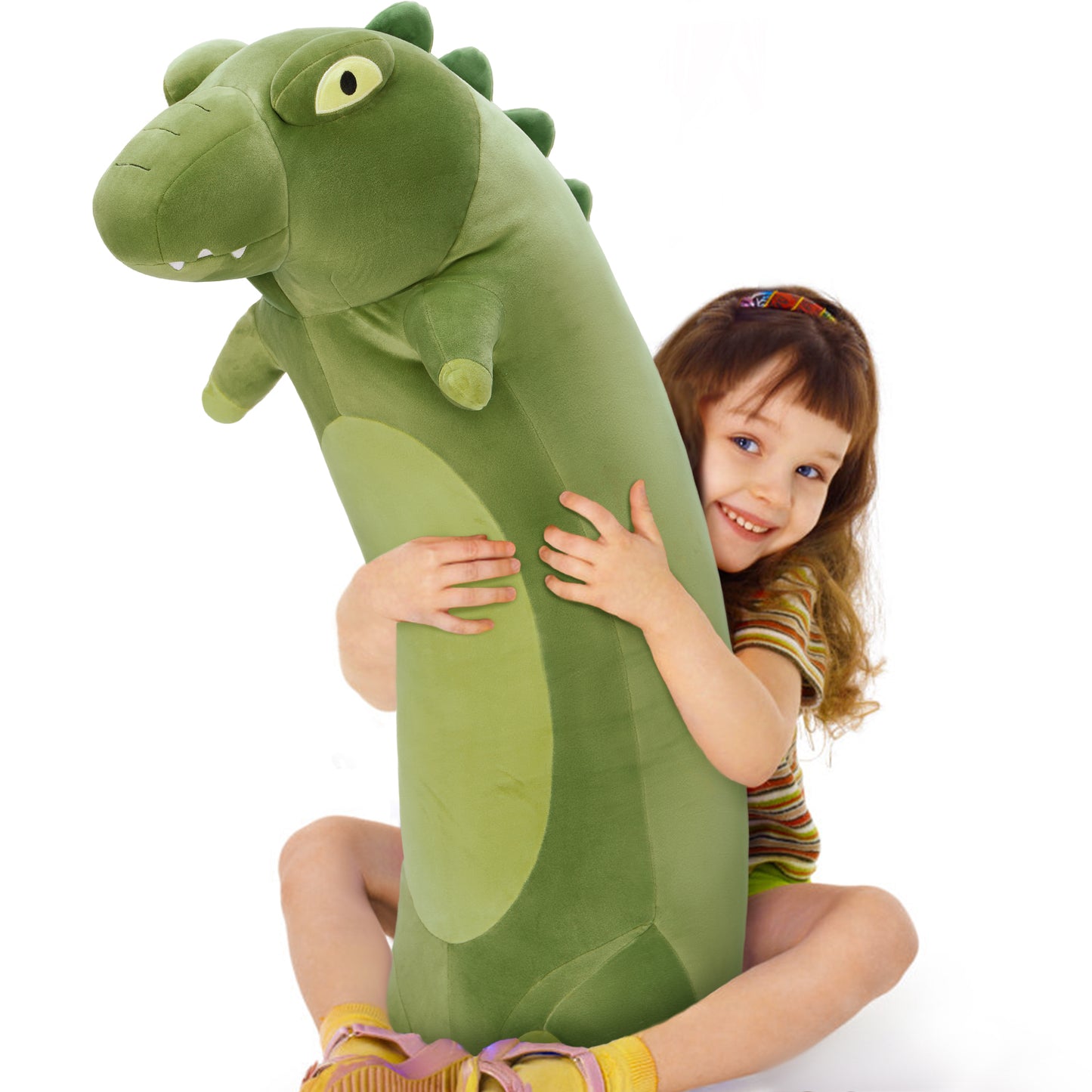 Crocodile Long Throw Pillow Alligator Stuffed Animals, Green, 43 Inches