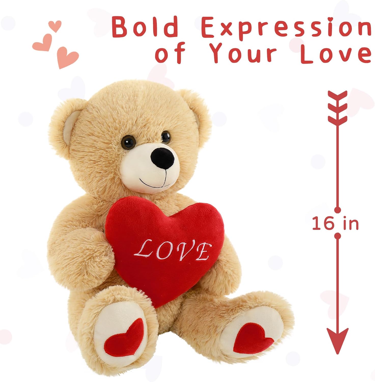 Teddy Bear Stuffed Animal Toy, Brown, 15.7 Inches