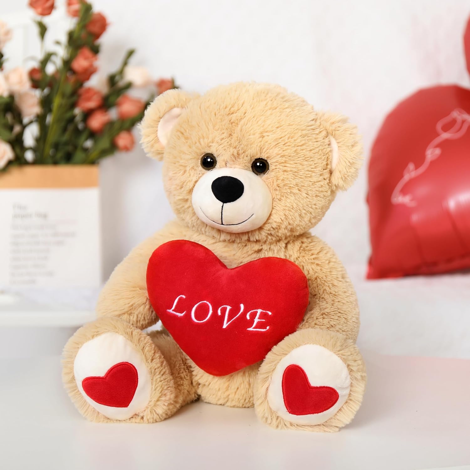 Teddy Bear Stuffed Animal Toy, Brown, 15.7 Inches