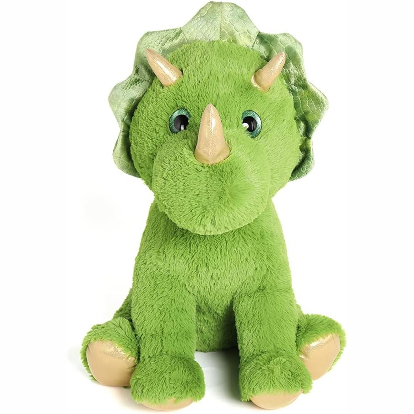 Jouet en peluche dinosaure Triceratops, vert, 24,4 pouces