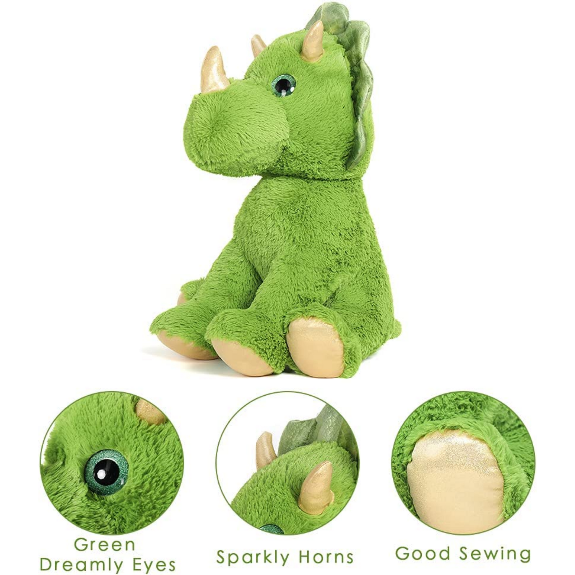 Triceratops Dinosaur Plush Toy, Green, 24.4 Inches