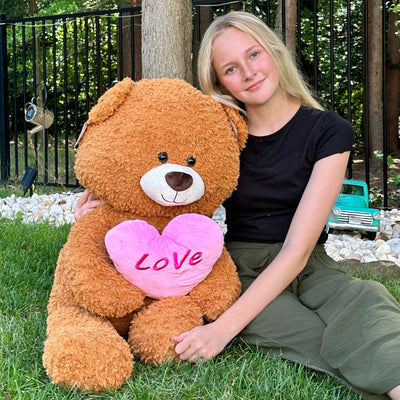Valentine's Day Teddy Bear Plush Toy, Brown, 27 Inches - MorisMos Stuffed Animals
