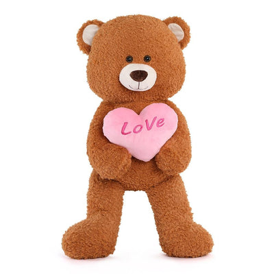 Valentine's Day Teddy Bear Plush Toy, Brown, 27 Inches - MorisMos Stuffed Animals